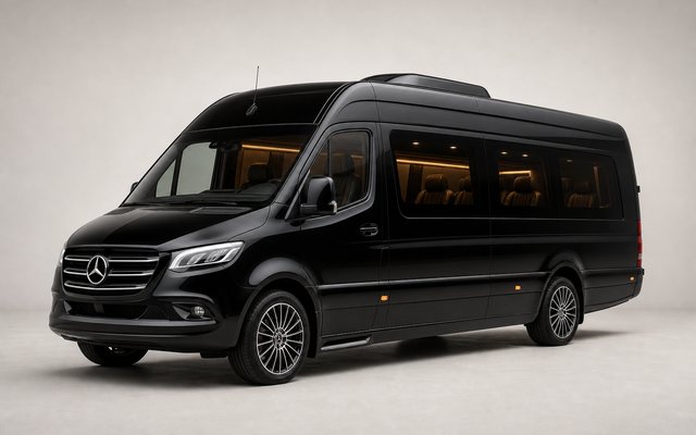 Black Luxury VIP Mercedes Sprinter transfer vehicle