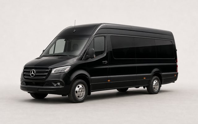 Black VIP Mercedes Sprinter transfer minibus