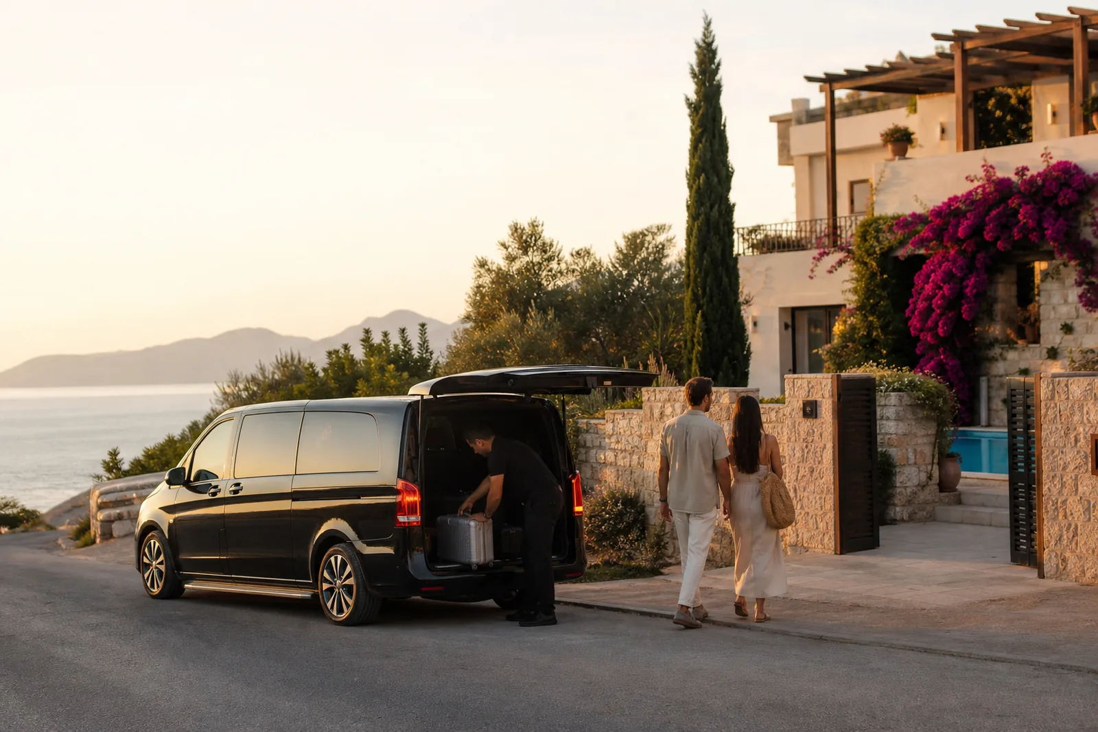 Privé ontvangst door Discover Travel naast een luxe voertuig