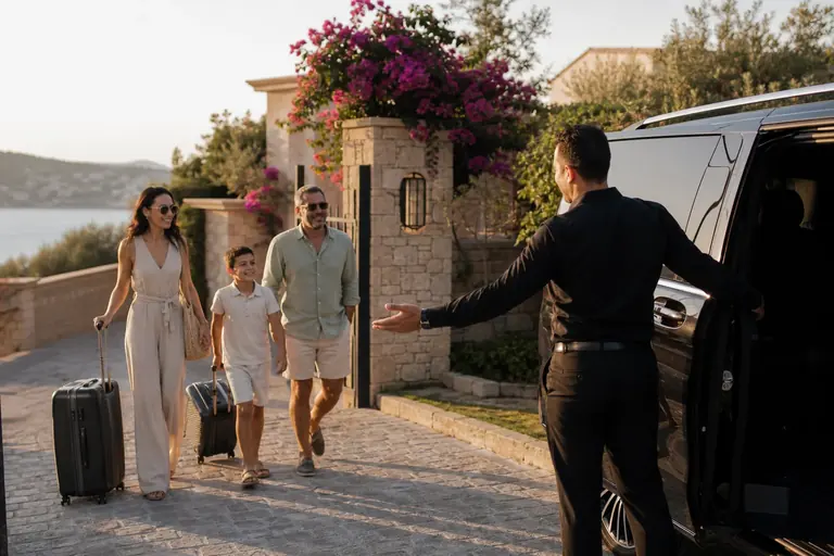 Privé ontvangst door Discover Travel naast een luxe voertuig